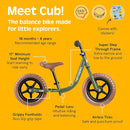 Retrospec Cub Toddler 12" Balance Bike, 18 Months - 3 Years Old, No Pedal Beginner Kids Bicycle for Girls & Boys, Flat-Free Tires, Adjustable Seat, & Durable Frame by TinyTreasures Baby Boutique