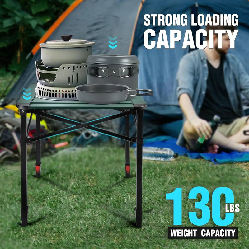 VILLEY Folding Camping Square Table with Carry Bag, Lightweight Aluminum Adjustable Square Table for Outdoor, Camping, Picnic, Backyards, BBQ (M), photo 5 of 6