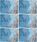 Marble Placemats Set of 6 Blue Marbles Plastic Table Mats Marble Theme Place Mats Wipe Clean Washable Holiday Table Decoration for Indoor Outdoor Party Kitchen Dining by CozyNest Decor