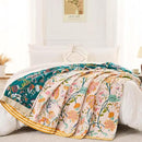 Boho Throw Blanket for Bed, 100% Cotton Soft Rustic Quilt Fall Blanket, 60"x80" Floral Printed Farmhouse Decor Bed Blankets, All Season Rustic Reversible Bohemian Throw Quilt by CozyNest Decor