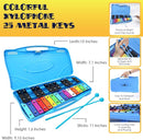 MINIARTIS Glockenspiel Xylophone | 25 Note Colorful Metal Keys Xylophone for Kids | Percussion Musical Instrument | Educational Music Toy Includes Music Songbook, Mallets and Blue Carry Case by TinyTreasures Baby Boutique