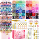 UFU 8mm Glass Beads for Jewelry Making, 1300+ Pcs 46 Colors Crackle Glass Beads Bracelet Making Kit, Round Crystal Beads for Bracelets Necklace DIY Crafts Gifts, Without Jewelry Pliers by TinyTreasures Baby Boutique