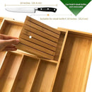 VaeFae Bamboo Silverware Drawer Organizer Kitchen, Expandable Utensil Organizer with Knife Block, Cutlery Tray with Divider, Multifunctional Wooden Drawer Organizer by CozyNest Decor