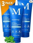 Mouthology 10% Nano Hydroxyapatite Toothpaste (3pk, Fluoride Free), Whitening*, Supports Enamel Care*, Appropriate for Sensitive Teeth*, SLS Free, Xylitol nHA Toothpaste Adults, Mint 4oz (USA Made) by CozyNest Decor