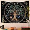 Lunerfex Tree of Life Tapastry Sun and Moon Tapastry Flower Boho Tree Mandala Wall Hanging for Bedroom and Living Room Decor Green Tree 36×48 Inches by CozyNest Decor