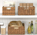 mDesign Woven Farmhouse Kitchen Pantry Food Storage Organizer Basket Bin Box - Container Organization for Cabinets, Cupboards, Shelves, Countertops - Store Potatoes, Onions, Fruit, 6 Pack, Camel Brown by CozyNest Decor