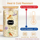 Glass Storage Jars 45 oz 4 Pcs Clear Glass Food Storage Containers with Airtight Bamboo Lid Stackable Kitchen Canisters for Candy, Cookie, Rice, Sugar, Flour, Pasta, Nuts by CozyNest Decor