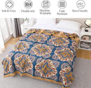 Snycler Boho Throw Blanket for Bed - 100% Cotton Ultra Soft Rustic Quilt Blanket Orange Green Printed Farmhouse Decor Bed Blankets, 80"×90" All Season Rustic Throw for Sofa Couch Chair by CozyNest Decor