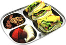 Korean Stainless Steel Divided Plates, Kids Toddlers Babies Tray, BPA Free, Diet Food Control, Camping Dishes, Compact Serving Platter, Dinner Snack, 3 Compartment Plate Silver, Set of 2 by TinyTreasures Baby Boutique