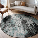 Washable Area Rugs 4ft Non-Slip Modern Abstract Soft for Living Room Entryway Bedroom Nursery, Print Pattern, Blue Black Teal by TinyTreasures Baby Boutique