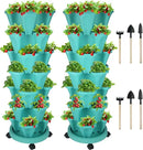 Vertical Planter 7 Tier Stackable Planters Garden Planters Strawberry Herb Flower and Vegetable Planter Indoor Outdoor Gardening Pots with Removable Wheels and Tools by GreenHaven Gardens