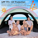 WhiteFang Beach Tent Anti-UV Portable Sun Shade Shelter for 3/4/6/8 Person, Extendable Floor with 3 Ventilating Mesh Windows Plus Carrying Bag, Stakes and Guy Lines by TinyTreasures Baby Boutique