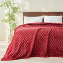 NEWCOSPLAY Super Soft King Blanket Red Premium Silky Flannel Fleece 3D Clouds Stylish Jacquard Lightweight Bed Blanket All Season Use 350GSM (Red, King(90"x110")) by CozyNest Decor