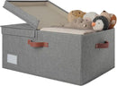 GRANNY SAYS Large Storage Bins With Lids, Decorative Boxes, Fabric Containers With Double-Open Lid and Divider, Collapsible Clothes Organizers, 63L Linen for Closet, Dark Gray by CozyNest Decor