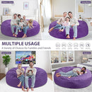 7FT Bean Bag Chair, Large Bean Bag Chairs with Memory Foam Filled, Fluffy Beanbag Sofa with Dutch Velvet Cover, Round BeanBag Chairs for Living Room, Playroom - Purple by TinyTreasures Baby Boutique