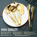 Gold Serving Utensils, OGORI 12-Piece Stainless Steel Serving Utensils Include Serving Spoons, Slotted Spoons, Serving Tongs, Serving Forks, Butter Knife, Stirring Spoon, Soup Ladle, Pie Server by CozyNest Decor