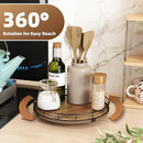 Acacia Wood 10" Lazy Susan Turntable Organizer for Table Top, Farmhouse Round Wooden Lazy Susan for Cabinet Kitchen Centerpieces Coffee Table, for Condiments Spices, Bathroom Vanity Tray Decor by CozyNest Decor