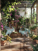 YEAHOME Garden Decor Outdoor Statues, 38"/36" Large Metal Heron Standing Yard Art, Blue Crane Lawn Sculptures Garden Decor for Outside Patio Porch Backyard, Set of 2 by GreenHaven Gardens