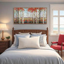 Large Framed Wall Art for Living Room Birch Tree Wall Decor Red Forest Painting Artwork Wall Decoration Nature Pictures Wall Art Fall Above Bed Wall Decor by CozyNest Decor
