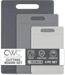 COOK WITH COLOR Non-Slip Cutting Board Set – Kitchen Essentials with Easy Grip Handle for Meat, Veggies, and Fruits, 3 Cutting Boards, Gray by CozyNest Decor