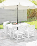HDPE Patio Dining Set, 5-Piece Outdoor Table and Chairs with Umbrella Hole, Modern Outdoor Dining Set for 4, HDPE Outdoor Patio Furniture Dining Sets for Deck, Poolside, Porch, Pearl by CozyNest Decor