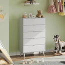 WLIVE 5 Drawer Dresser for Bedroom, Tall Wood Dresser, White Dressers Storage Organizer with Sturdy Metal Handle, Chest of Drawers for Living Room, Hallway, Closet by CozyNest Decor