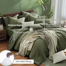 Monbix California King Comforter Set - 7 Pieces Cationic Dyeing Olive Green Bed in a Bag Cal King Bedding Sets with Comforter, Sheets, Pillowcases & Shams, Reversible Bedding Comforters Sets(108 * 92) by CozyNest Decor