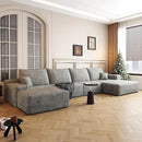 136" Sectional Couches for Living Room Modern Modular Sofa with L-Shape Couchs Upholstered Boneless Couch Deep Seat Sectional Couch with Chaise (Grey, Right Facing Chaise+3Seaters+Ottoman) by CozyNest Decor