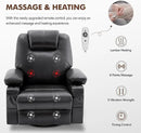 Swivel Rocker Recliner Chair with Heat and Massage, 360 Degree Swivel Rocking Single Sofa with Cup Holders and USB Port, Large Big Recliner Chair for Living Room (Leather, Black) by CozyNest Decor