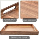Acacia Wood Serving Tray with Handles Set of 2 – Decorative Serving Trays Platter for Breakfast in Bed, Lunch, Dinner, Patio, Ottoman, Coffee Table, BBQ, Party –Great for Lap &Couch by CozyNest Decor