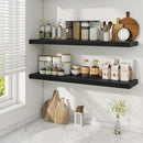Fun Memories 40" Rustic Wood Floating Shelves with Invisible Brackets for Storage & Decor, Deep Wall Mounted Shelves for Bathroom, Kitchen, Living Room (Black, Set of 2) by CozyNest Decor