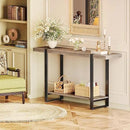 Huuger 47.2 Inch Entryway Table, 2-Tier Industrial Console Sofa Table with Storage, Accent Table, for Entry, Hallway, Entrance, Foyer, T-Shaped Metal Frame, Grey by CozyNest Decor