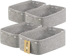 Small Storage Baskets for Organizing | Closet Organizer Bins | Shelf Toy Basket | Woven Rope Baskets | Cube Decorative Box | Shallow Basket | 13x8.5x5.1” | 4 Packs Mixed Grey by GreenHaven Gardens