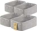 Small Storage Baskets for Organizing | Closet Organizer Bins | Shelf Toy Basket | Woven Rope Baskets | Cube Decorative Box | Shallow Basket | 13x8.5x5.1” | 4 Packs Mixed Grey by TinyTreasures Baby Boutique