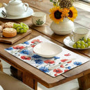 4th of July Floral Placemats Set of 4 Patriotic Summer Red Blue Flowers Linen Fabric Table Mats America Memorial Day Independence Day Place Mats for Party Kitchen Dining Decoration by CozyNest Decor