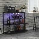 Wine Cabinet Coffee Table with Power Socket and LED Light, Three Tiers Coffee Bar Table Wine Rack Liqour Bar with Large Storage for Home Kitchen (Black) by CozyNest Decor