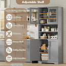 GarveeHome 67" Tall Storage Cabinet, Tall Bathroom Cabinet with Glass Doors and Adjustable Shelves, Freestanding Kitchen Pantry Cabinets, Cupboard for Living Room, Dining Room, Gray by CozyNest Decor