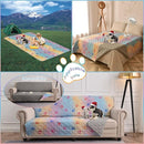 100% Waterproof Dog Bed Cover 52x82 inch Reversible Changing Pad Reusable Camping Mat for Kids/Pet/Dog/Cat Washable Geometric Embroidery Blanket Patchwork Rainbow Dog Paw Printed+Gray by TinyTreasures Baby Boutique