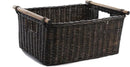 The Basket Lady Pole Handle Wicker Storage Basket, Extra Large, 20 in L x 16 in W x 10 in H, Antique Walnut Brown by GreenHaven Gardens