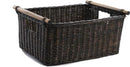 The Basket Lady Pole Handle Wicker Storage Basket, Large, 18 in L x 14.5 in W x 9 in H, Antique Walnut Brown by CozyNest Decor