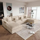 JACH U-Shaped Sectional Couches for Living Room, Cloud Sectional Couch with Deep Seat, 155.9" Modular Sofa with Chaise, Covers Removeable & Washable, Sofas Furniture for Living Room, Khaki by CozyNest Decor