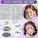 42 Colors Kids Face Painting Kit,Non Toxic Water Activated Face Paint Palette with 5 Reusable & 45 Sticky Stencils,11 Brushes,2 Gems.Ideal for Mardi Gras,Halloween,Christmas,makeup,Parties,Makeup etc. by TinyTreasures Baby Boutique