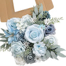 Blue Artificial Flowers Silk Fake Roses Peonies Greenery Combo Box Set for DIY Wedding Bouquets Bridal Shower Centerpieces Floral Arrangements Party Tables Home Decoration by GreenHaven Gardens
