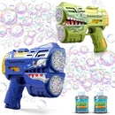 Jasny 2 Pack Bubble Guns for Kids, LED Light Up Rechargeable Bubbles Machine Blower with 2 Bottles Refill Solution for Toddlers 4-8, Wedding Birthday Gift by TinyTreasures Baby Boutique