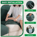 Couch Cushion Covers for Sectional Sofa, Stretch Soft Sofa Slipcovers Washable Wear-Resistant Universal Furniture Protector for Living Room(3 Seaters Covers, Green) by CozyNest Decor