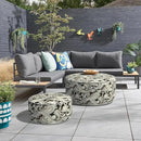 Inflatable Ottoman Stool D31 xH14 for Outdoor/Indoor Use, Water Repellent Patio Foot Rest Stool with Portable Handle,Round Pouf Ottoman Suitable for Garden,Deck and Camping - Paisley Black by CozyNest Decor