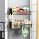 Magnetic Spice Rack for Refrigerator, 2 Pack Magnetic Shelf, Fridge Magnet Organizer with Moveable 4 Hooks, Magnetic Fridge Shelf for Kitchen Organization and Storage (2 Pack) by CozyNest Decor