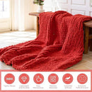 Chunky Knit Blanket - Luxury Soft Cozy 60 * 80 Throw Blanket,100% Woven Blanket Rope Knot Throw Blanket for Couch, Sofa, Home Decor, Gift - Machine Washable（Wine red） by CozyNest Decor