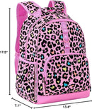 Choco Mocha Cheetah Backpack for Girls, Elementary School Backpack for Girls Ages 6-8 Kids Kindergarten Backpack Bookbag 17 Inch with Chest Strap, Pink by TinyTreasures Baby Boutique