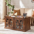 24" End Table with Charging Station, Farmhouse Night Stand with Glass Barn Door, Green Nightstands with Adjustable Storage Shelf, Large Wood Square Bed Side Table for Living Room, Bedroom by CozyNest Decor